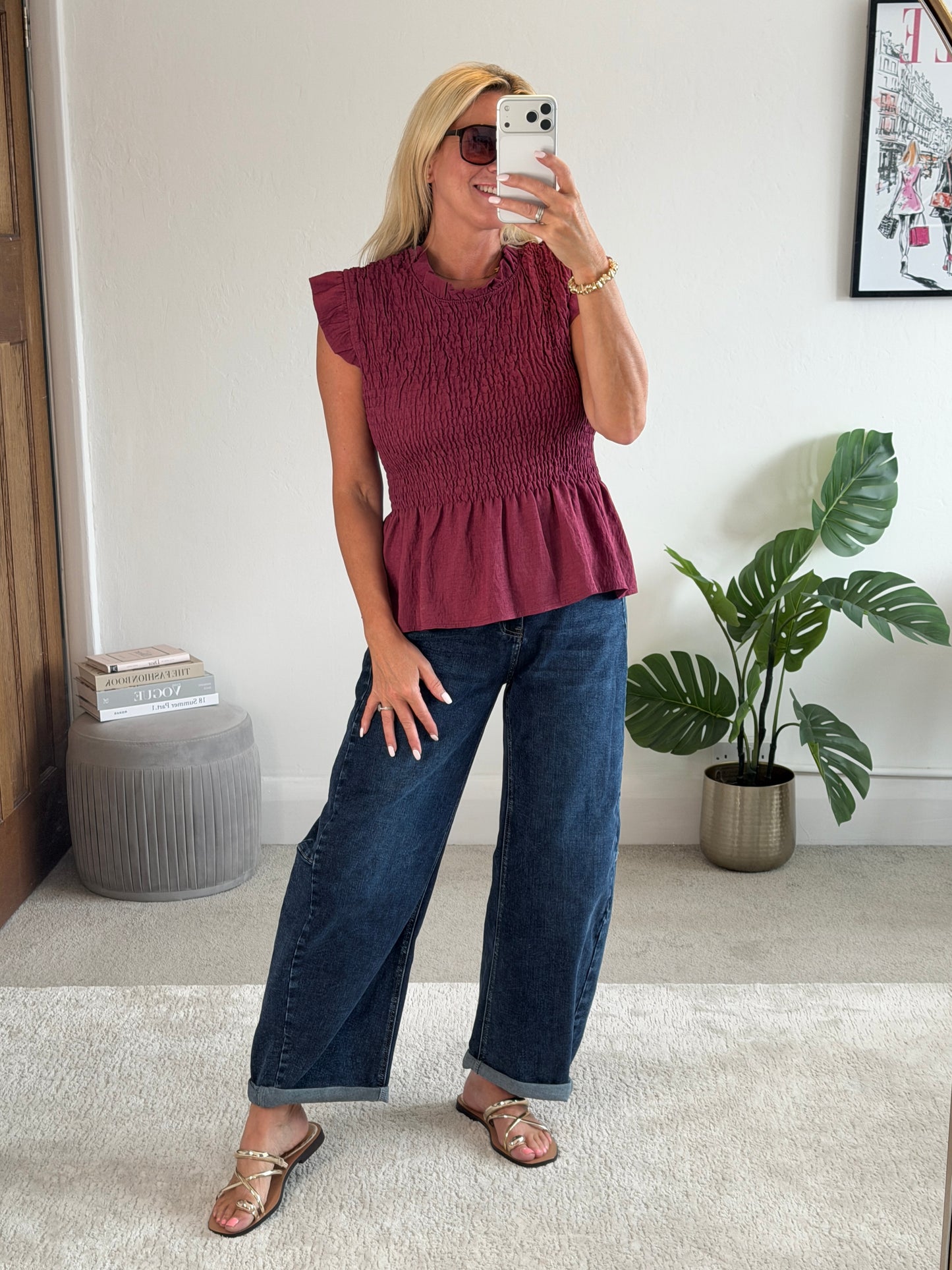 Chocolate Smocked Peplum Top