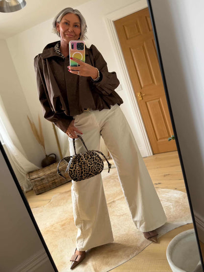Coffee Chloe Puff Sleeve Jacket