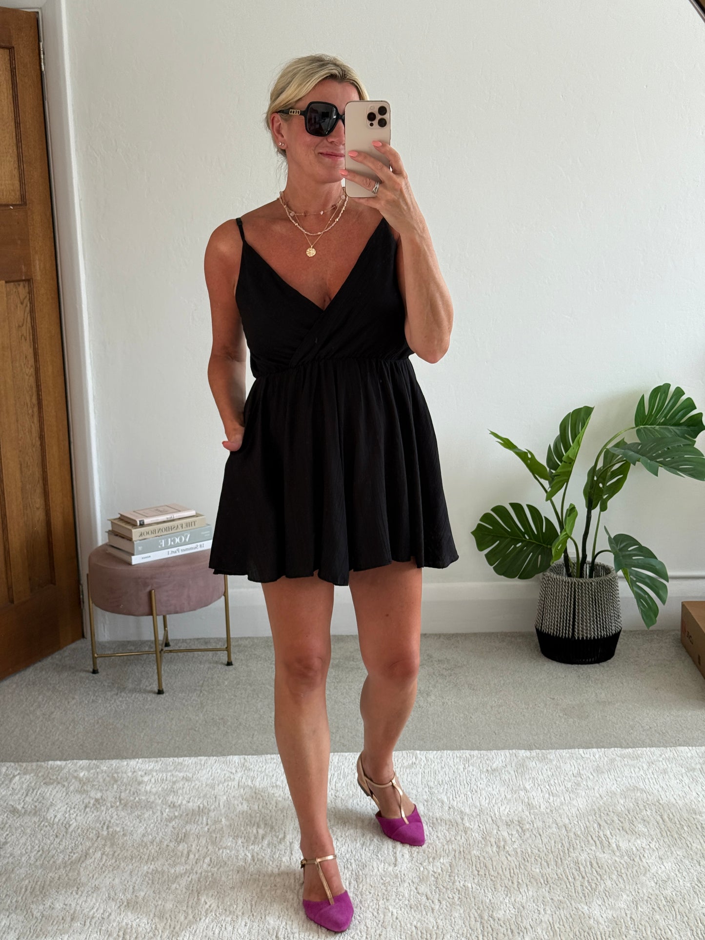 Black V-Neck Playsuit