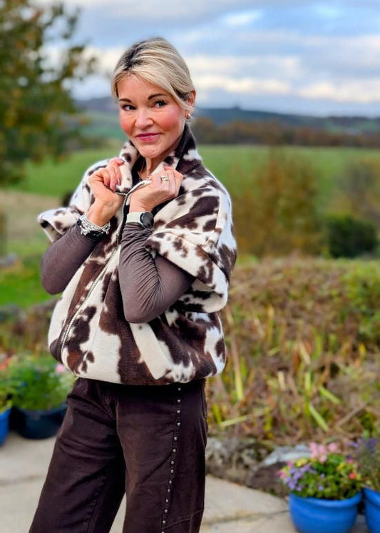 Cow Print Gilet
