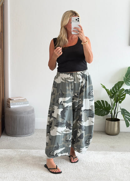 Camouflage Print Cocoon Trousers