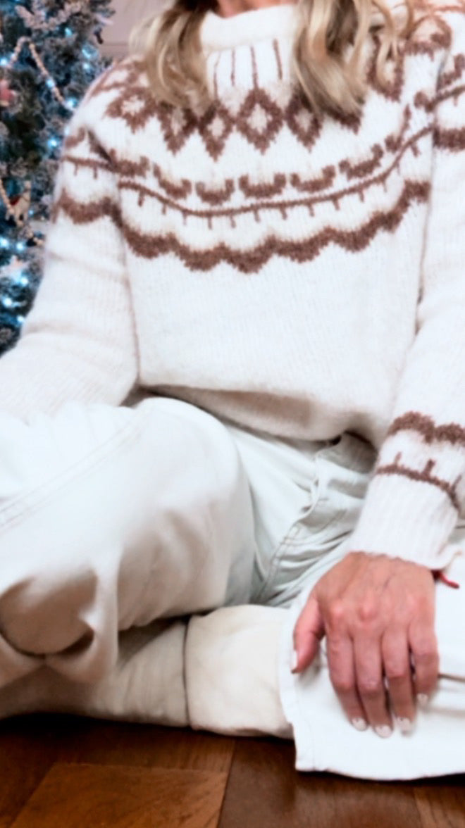 Beige/Chocolate Fair Isle Jumper