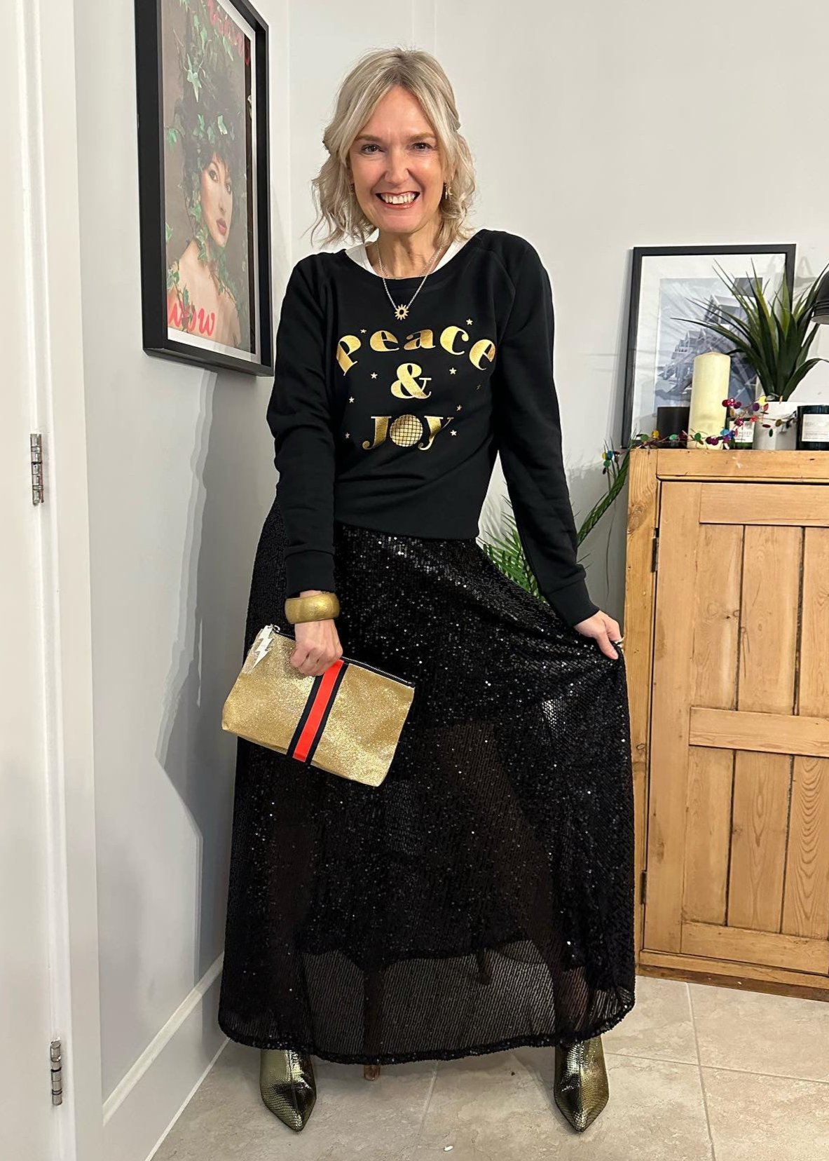 Black Sequin Maxi Skirt