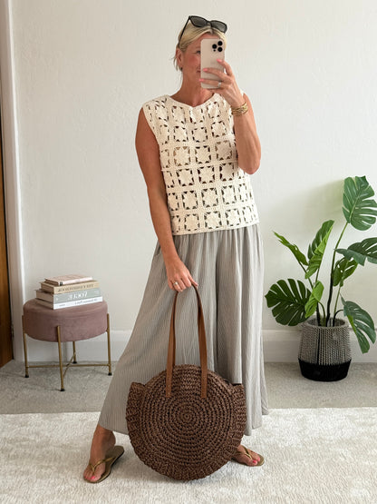 Mocha Stripe Palazzo Culottes