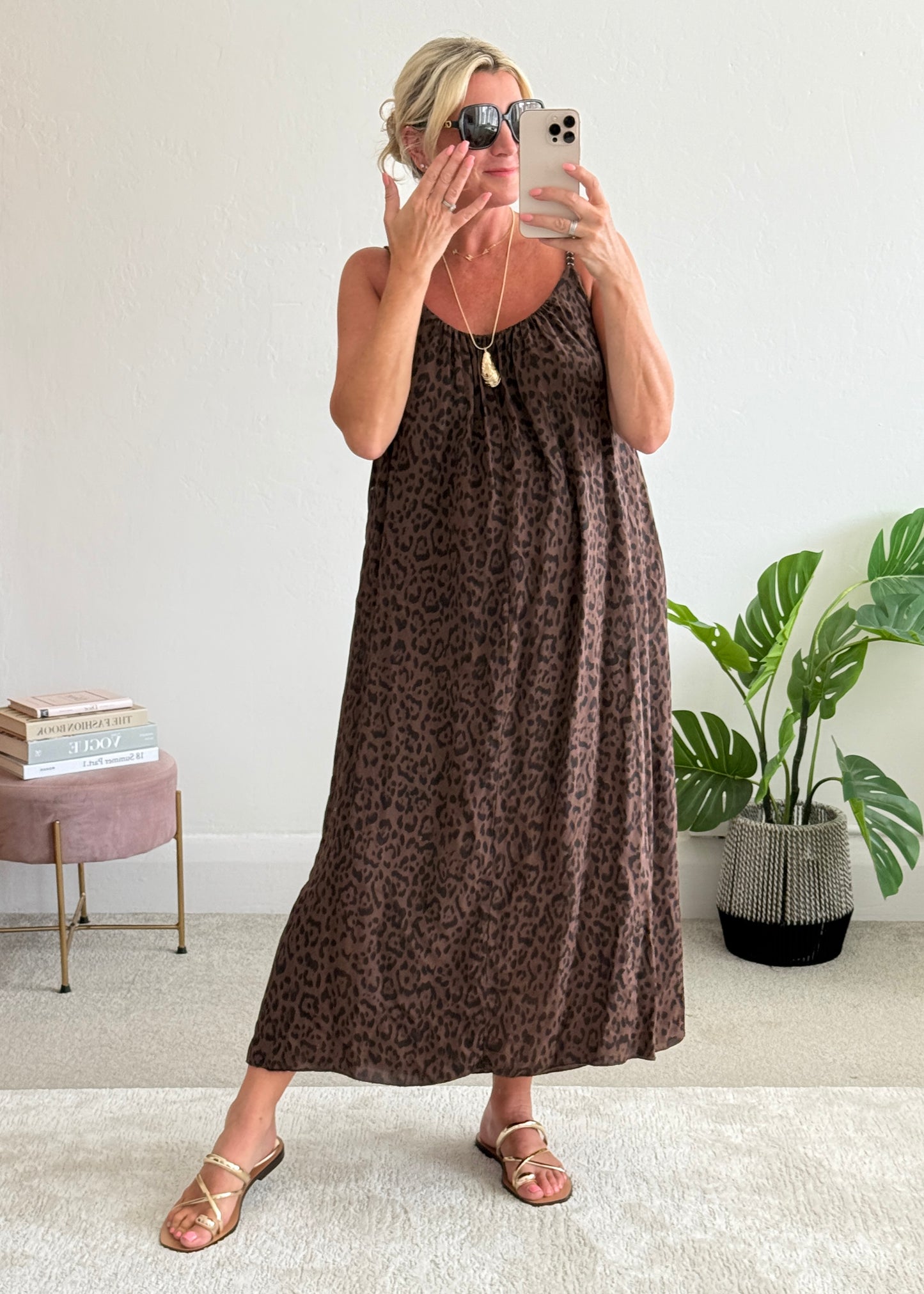 Chocolate Plaited Strap Leopard Maxi Dress 🐆