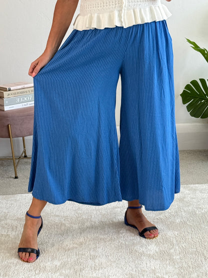 Cobalt Stripe Palazzo Culottes