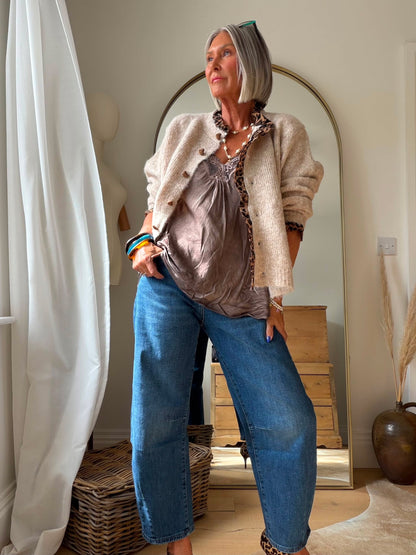 Livia Dark Blue Cropped Barrel Jeans