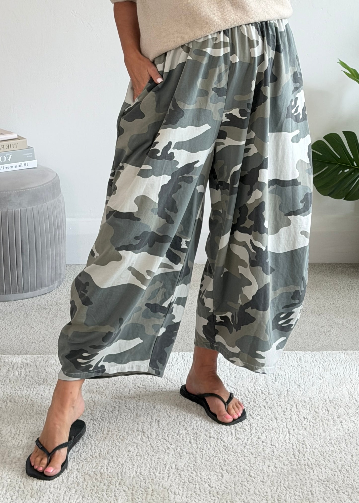 Camouflage Print Cocoon Trousers