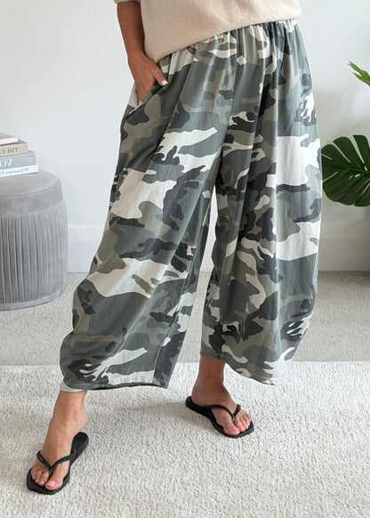 Camouflage Print Cocoon Trousers