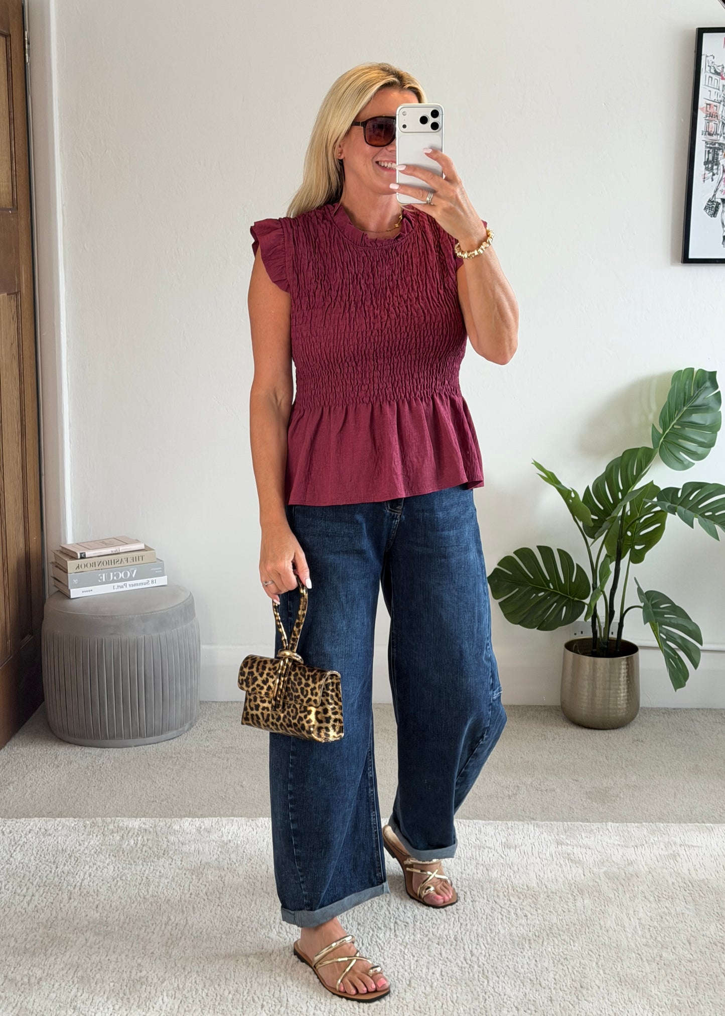Chocolate Smocked Peplum Top