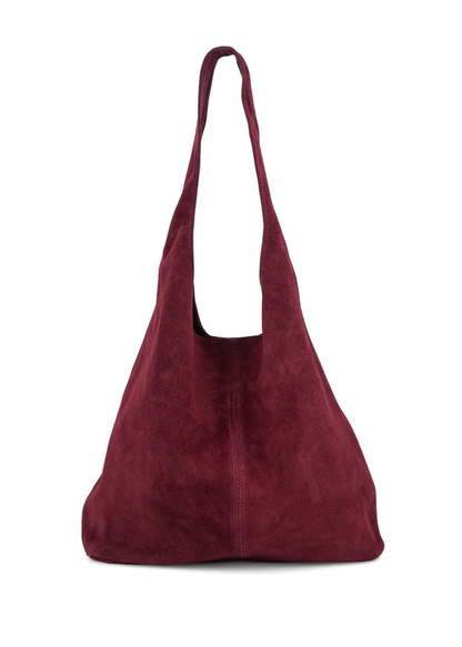 Navy Suede Leather Slouchy Hobo Bag