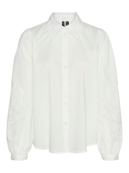Navy Embroidery Anglaise Sleeve Blouse