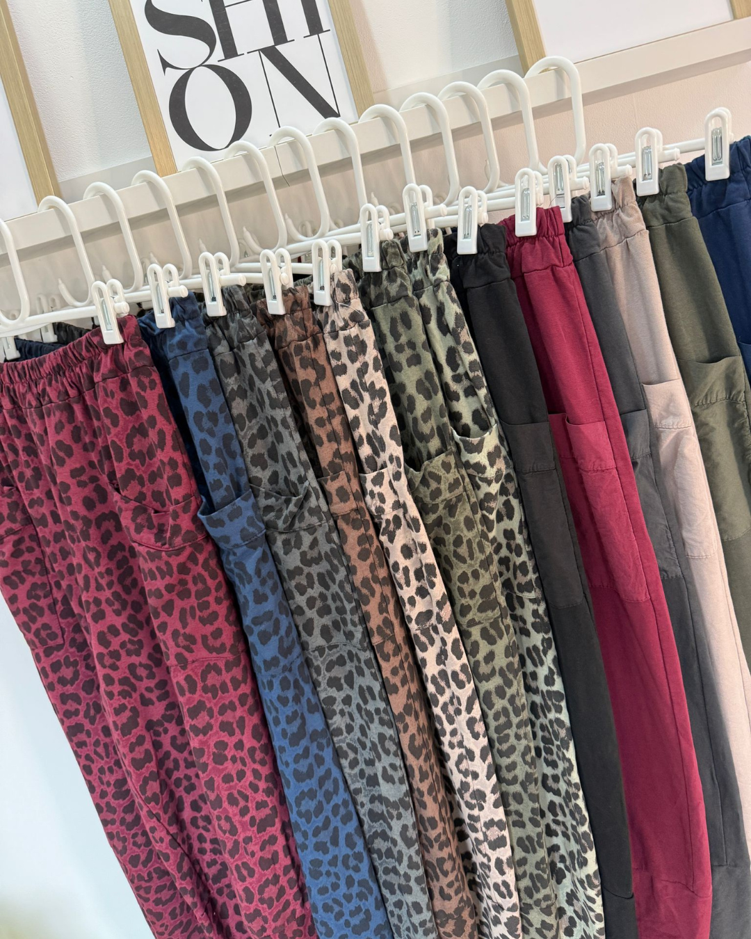 Grey Leopard Pocket Slim Barrel Cargo Joggers