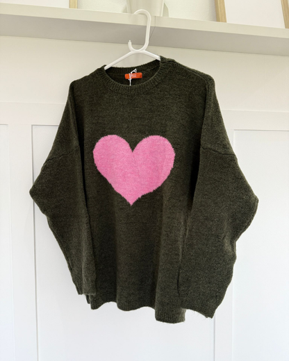 Denim Blue/Pink Heart Jumper