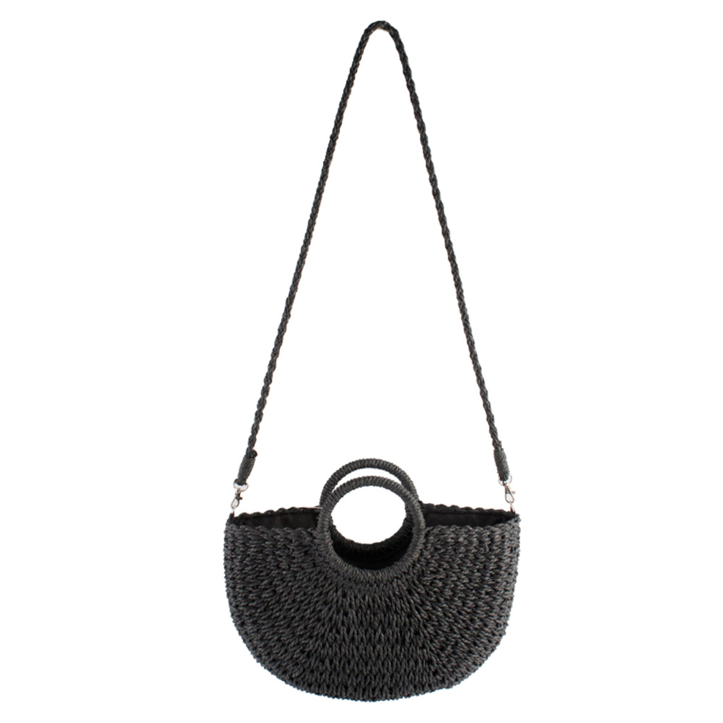 Black Large Basket Top Handle Crossbody Bag
