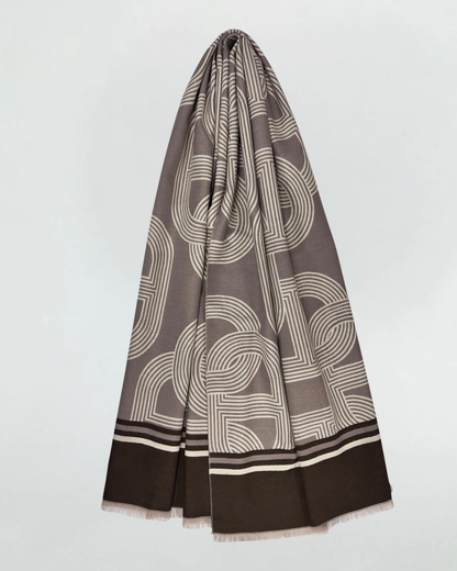 Blue Cashmere Blend Chain Link Print Scarf