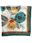 Sage Green Floral Pattern Silk Touch Square Scarf