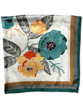 Sage Green Floral Pattern Silk Touch Square Scarf