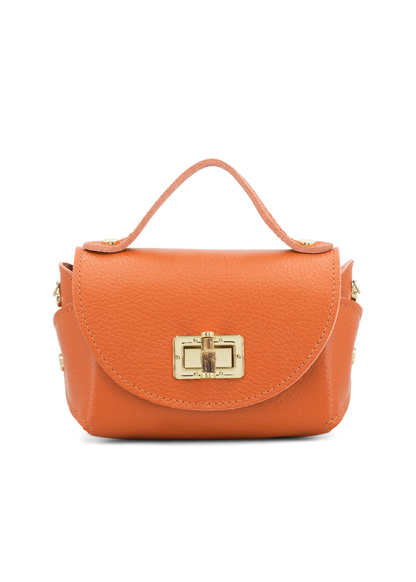 Black Bamboo Twist Lock Leather Mini Bag