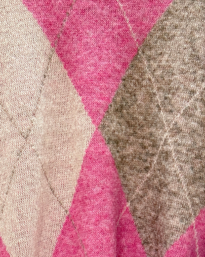 Pink Argyle Crew Neck Jumper