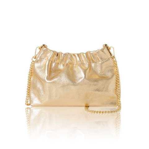 Metallic Gold Leather Clutch Bag