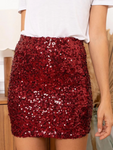 Berry Red Sequin Mini Skirt