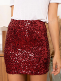 Berry Red Sequin Mini Skirt