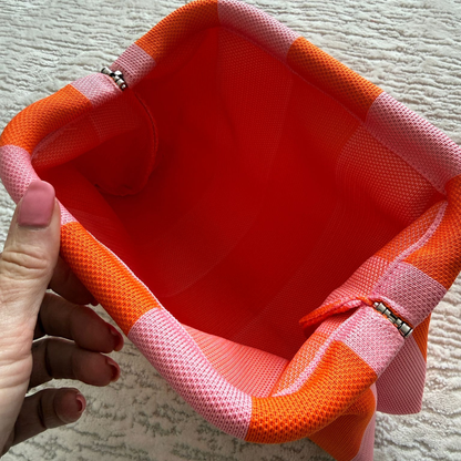 Orange/Pink Woven Stripe Soft Pouch Clutch Bag