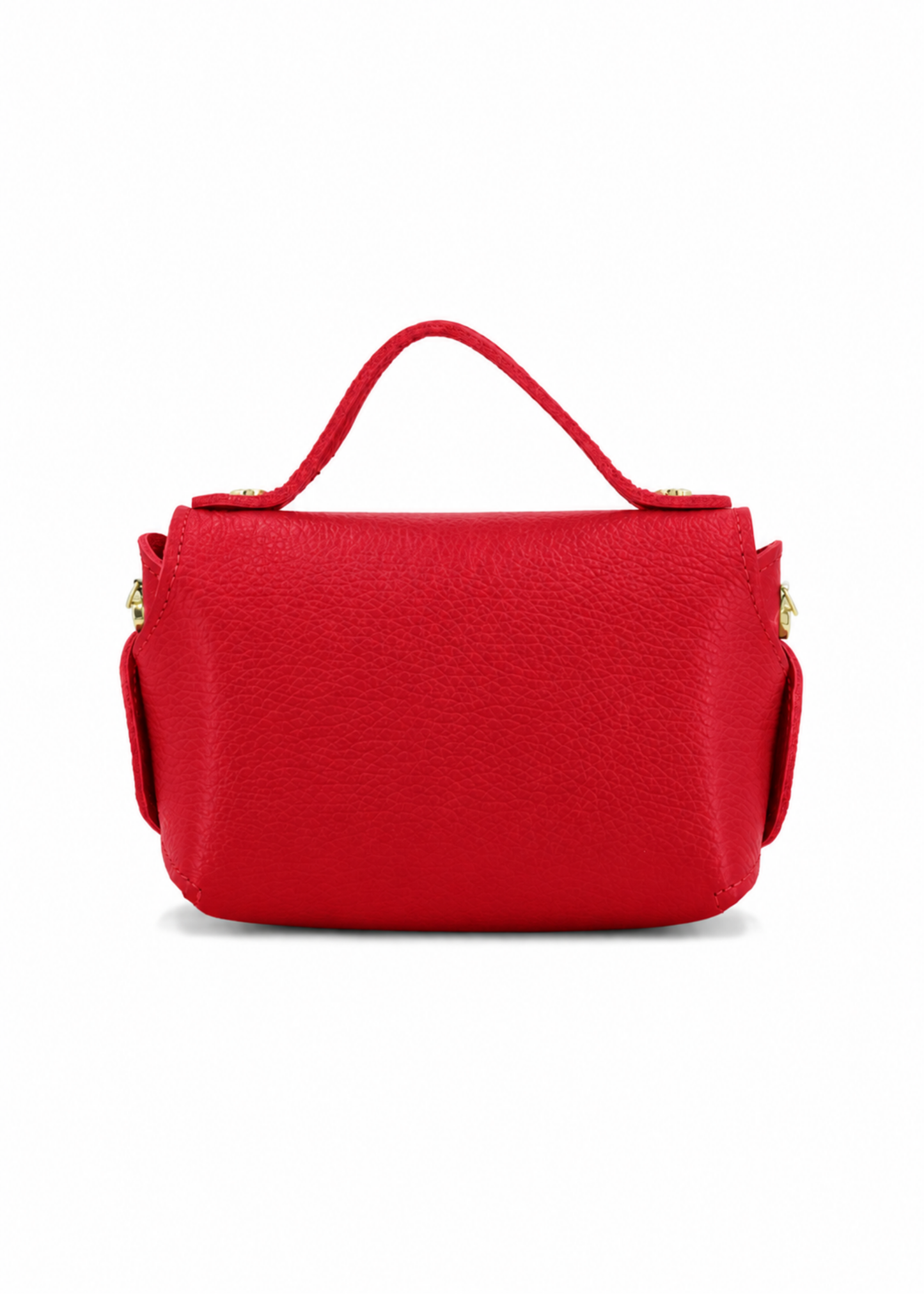 Red Bamboo Twist Lock Leather Mini Bag
