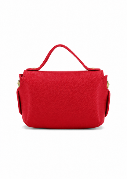 Red Bamboo Twist Lock Leather Mini Bag