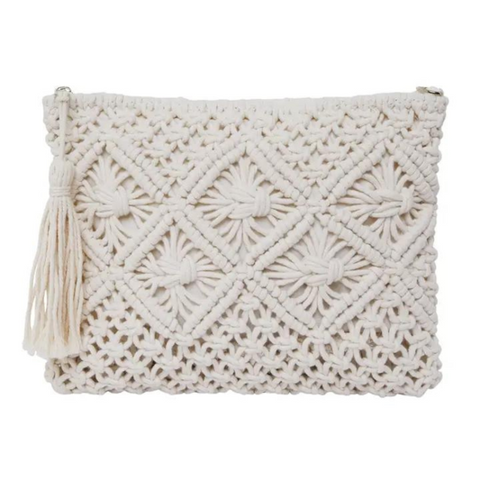 Black Crochet Boho Clutch Bag