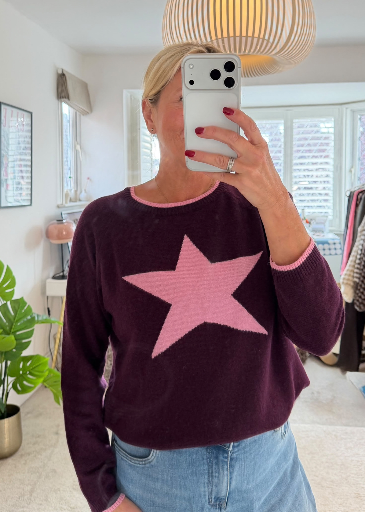 Plum/Pink Cashmere Mix Star Jumper