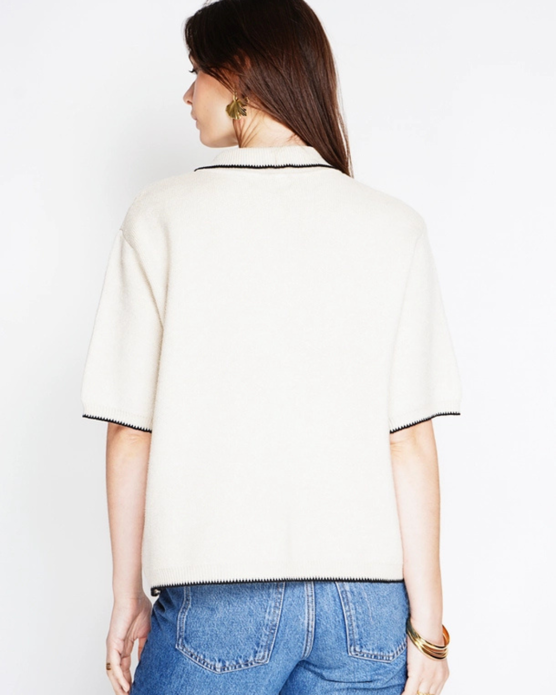 Beige/Black Contrast Button S/S Cardigan