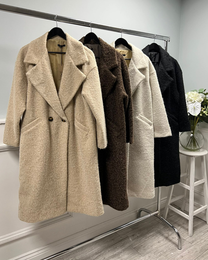 Black Double Breasted Cosy Coat