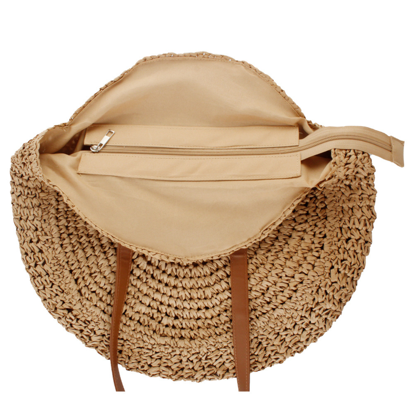 Beige Large Circle Straw Bag