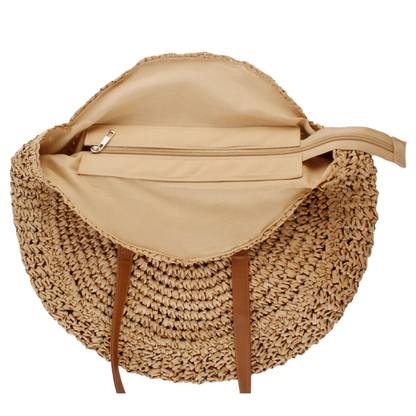 Beige Large Circle Straw Bag
