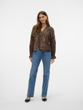 Leopard V Neck & Lace L/S Top