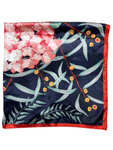 Navy Botanical Pattern Silk Touch Square Scarf