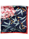 Navy Botanical Pattern Silk Touch Square Scarf