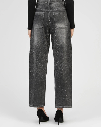 Grey Palone Glitter Barrel Leg Jeans