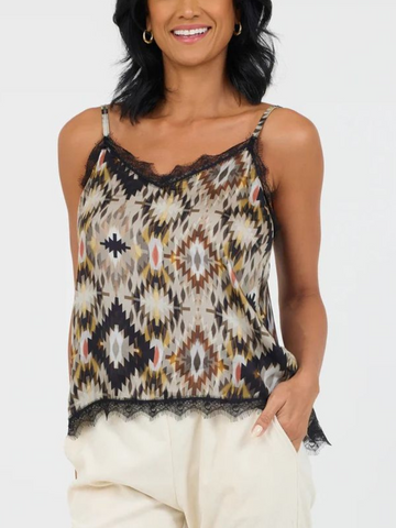 Geo Smoke Print Trim Cami