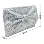 Silver Large Bow Glitter Clutch Bag