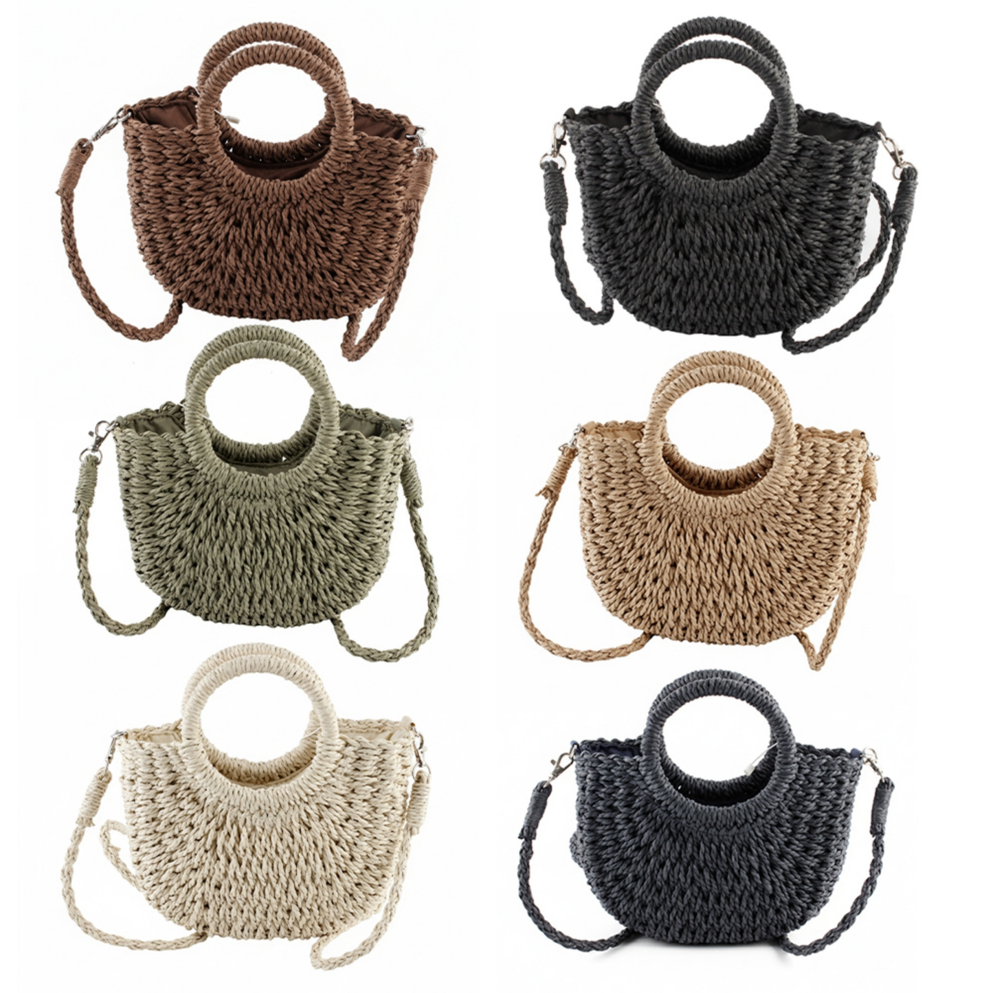 Navy Small Basket Top Handle Crossbody Bag