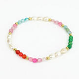 Pearl and Rainbow Bead Necklace