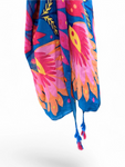 Yellow Lotus Print Tassel Square Scarf