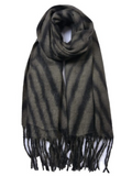 Pink/Black Tassel Zebra Pattern Scarf