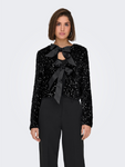 Lanika Black Bow Tie Front Sequin Jacket