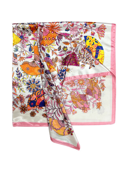 Black Butterfly Pattern Silk Touch Square Scarf