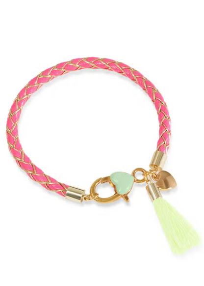 Black & Gold Plaited Bracelet (2 Tassel Colours)