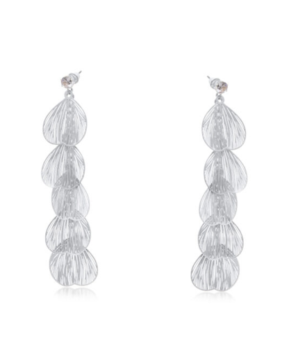 Gold Malena Feather Long Dangle Earrings